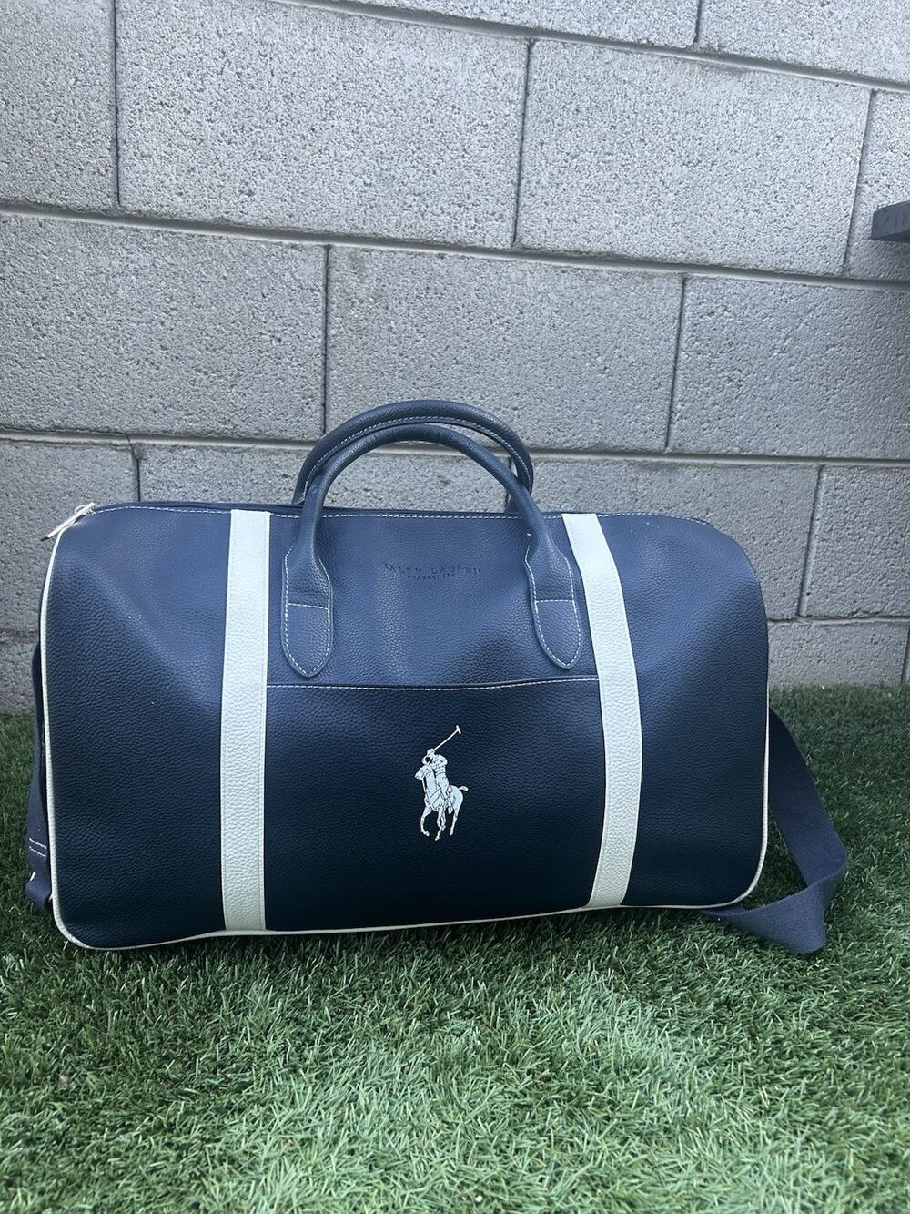 Polo Ralph Lauren Large Duffel Bag Navy White Big Pony Weekender Travel